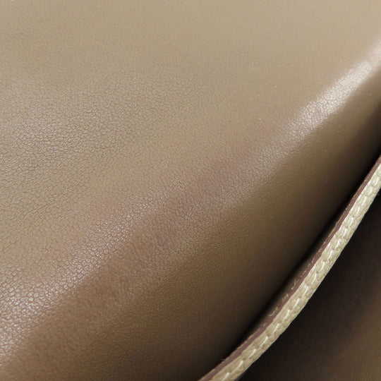 HERMES Long Wallet Purse Togo beige Dogon Duo GM Etop Gold Metal Women Used Authentic
