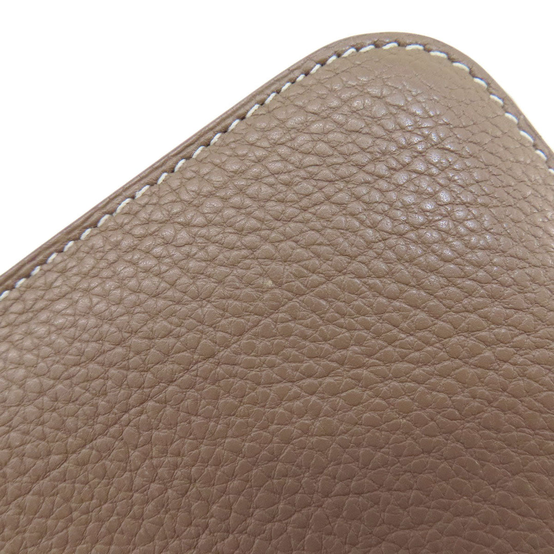 HERMES Long Wallet Purse Togo beige Dogon Duo GM Etop Gold Metal Women Used Authentic