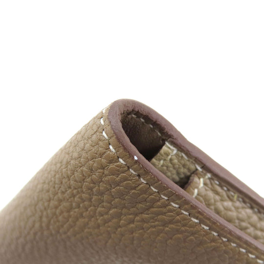 HERMES Long Wallet Purse Togo beige Dogon Duo GM Etop Gold Metal Women Used Authentic