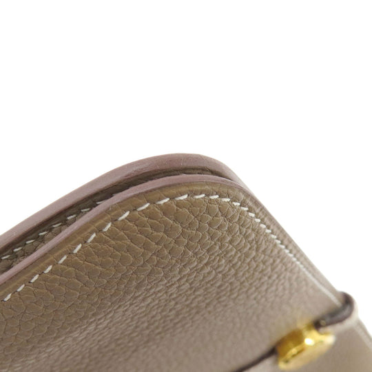HERMES Long Wallet Purse Togo beige Dogon Duo GM Etop Gold Metal Women Used Authentic