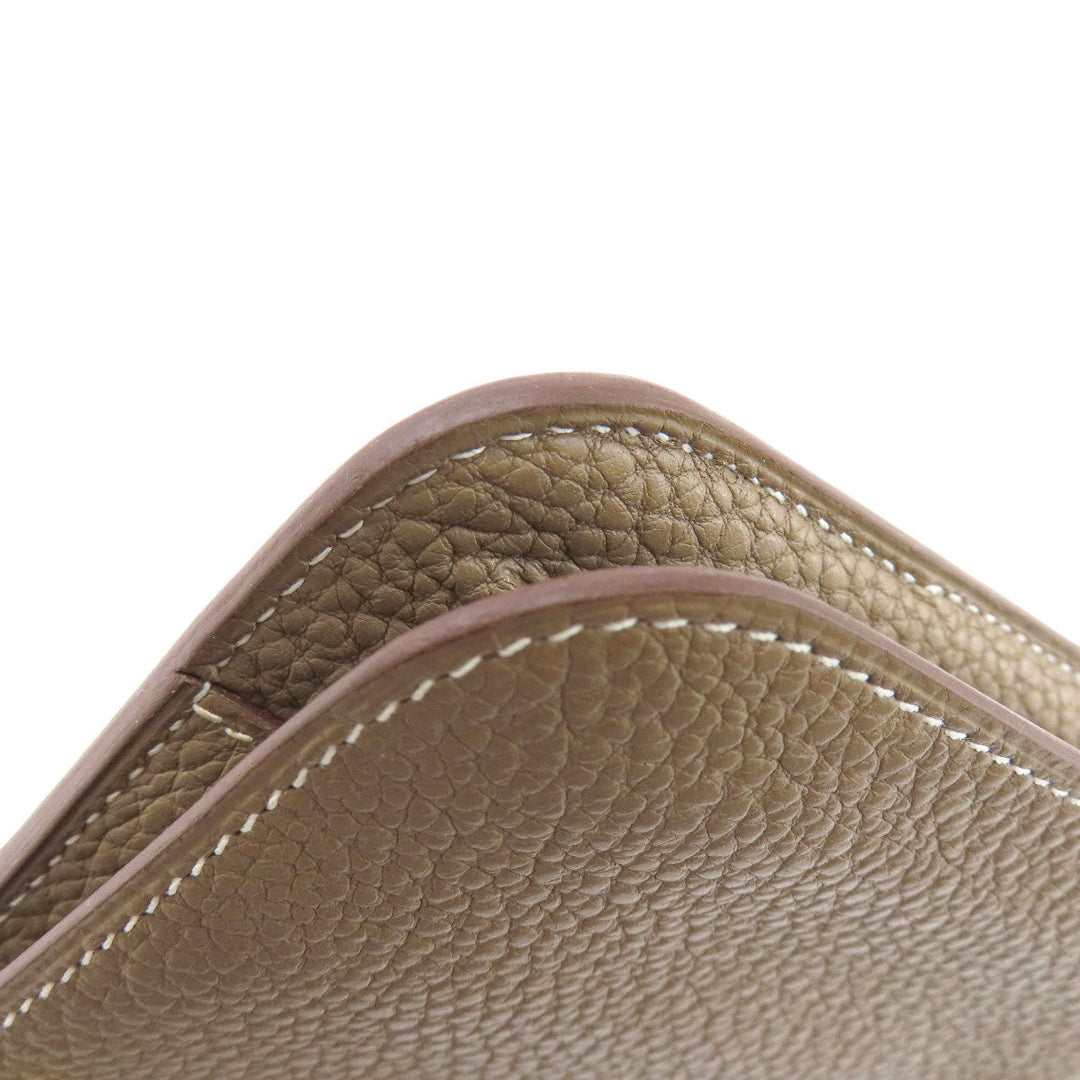 HERMES Long Wallet Purse Togo beige Dogon Duo GM Etop Gold Metal Women Used Authentic