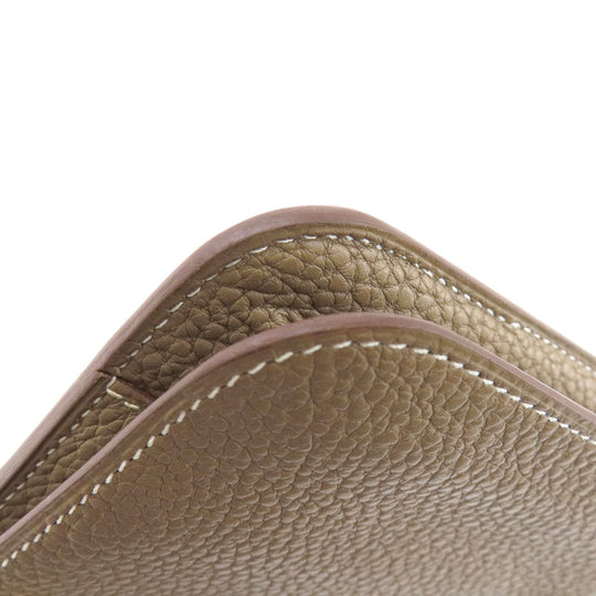 HERMES Long Wallet Purse Togo beige Dogon Duo GM Etop Gold Metal Women Used Authentic