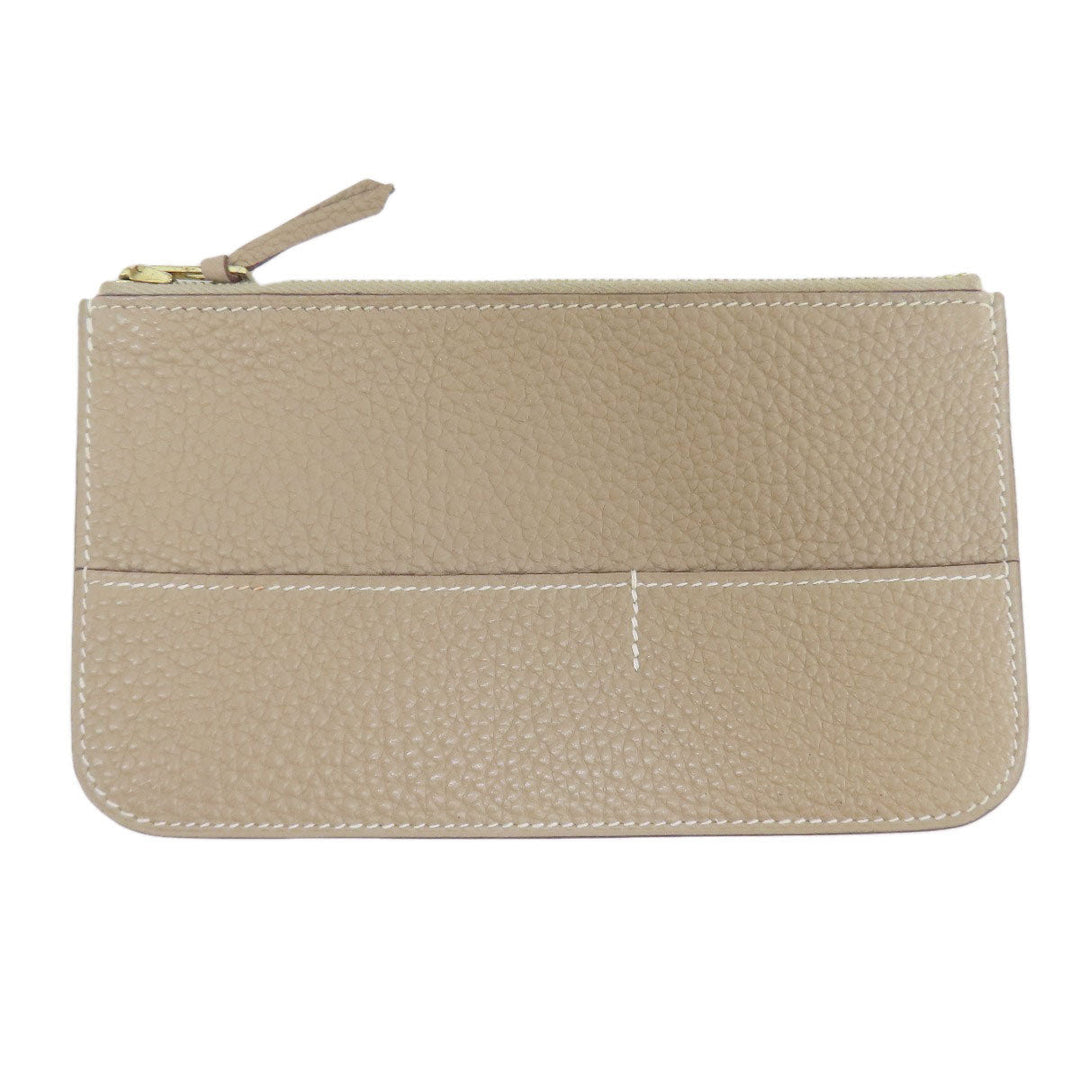 HERMES Long Wallet Purse Togo beige Dogon Duo GM Etop Gold Metal Women Used Authentic