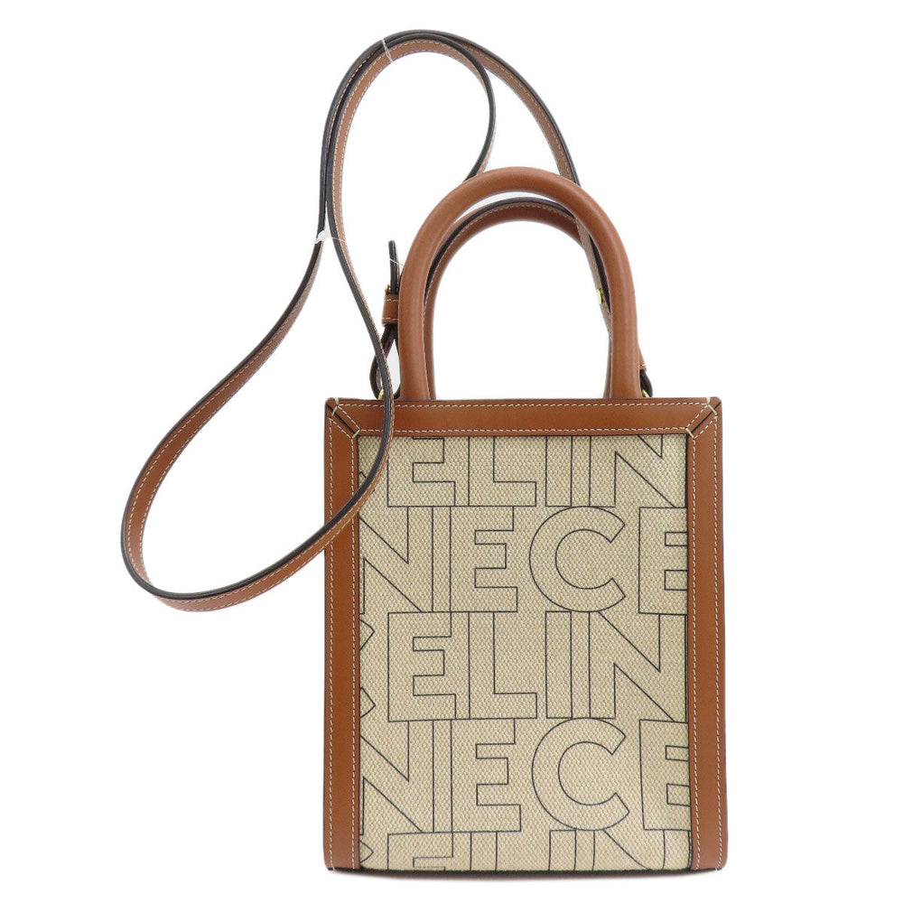 CELINE Handbag canvas Brown Mini Vertical Cover 2WAY