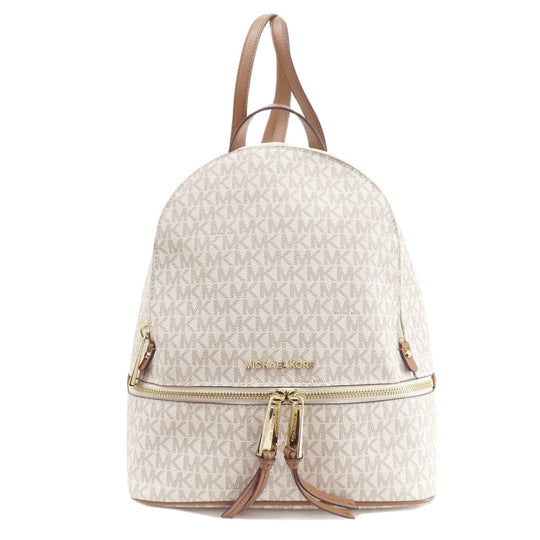 MICHAEL KORS Backpack PVC white MK signature Women Used Authentic