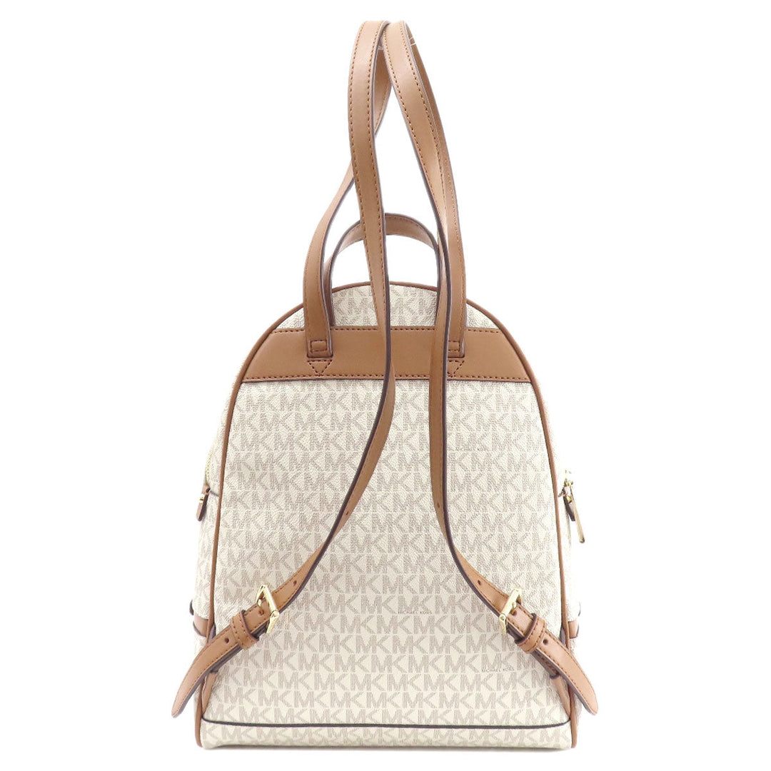 MICHAEL KORS Backpack PVC white MK signature Women Used Authentic