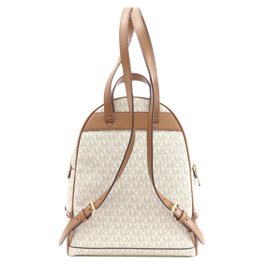 MICHAEL KORS Backpack PVC white MK signature Women Used Authentic
