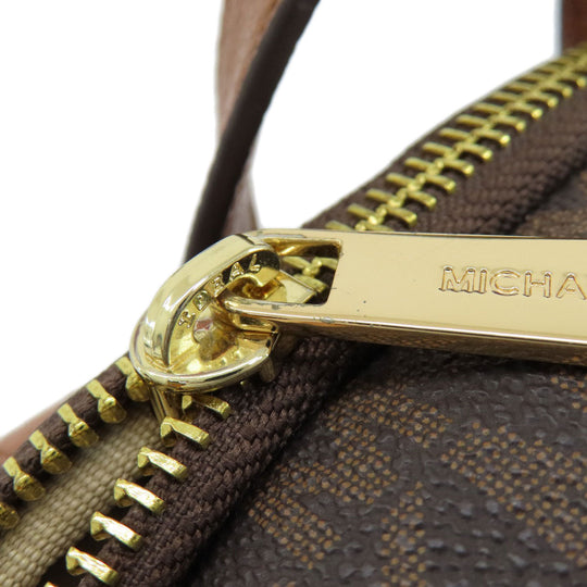 MICHAEL KORS Backpack PVC Brown MK signature Women Used Authentic