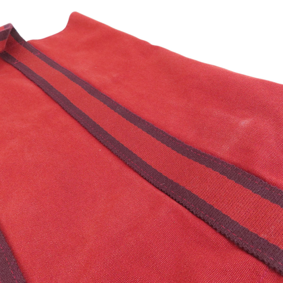 HERMES Handbag canvas Red Fool Toe Kabas Women Used Authentic