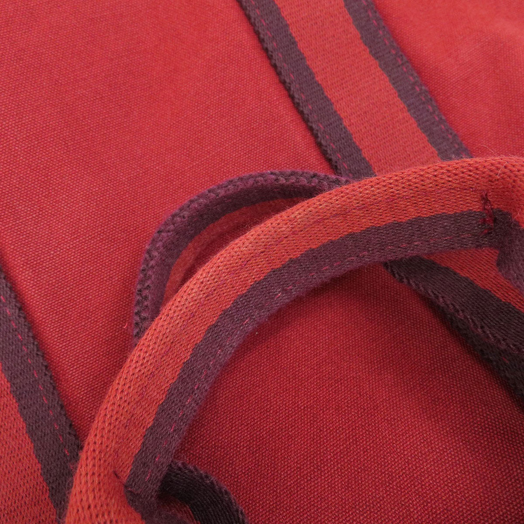 HERMES Handbag canvas Red Fool Toe Kabas Women Used Authentic