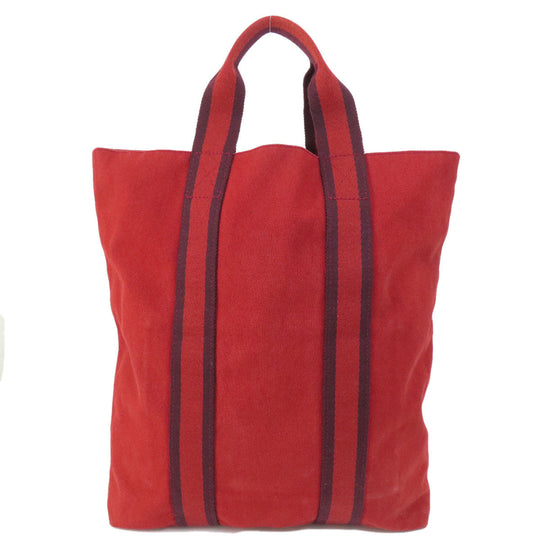 HERMES Handbag canvas Red Fool Toe Kabas Women Used Authentic