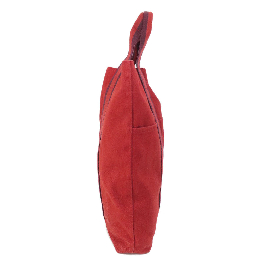 HERMES Handbag canvas Red Fool Toe Kabas Women Used Authentic