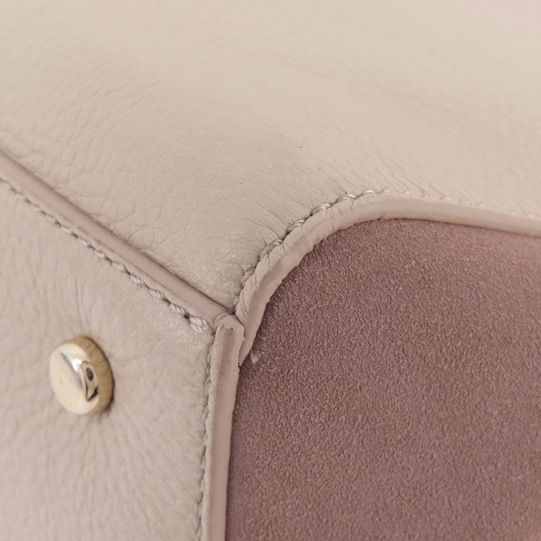 Kate Spade Tote Bag Leather, Suede beige logo Women Used Authentic