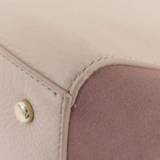 Kate Spade Tote Bag Leather, Suede beige logo Women Used Authentic