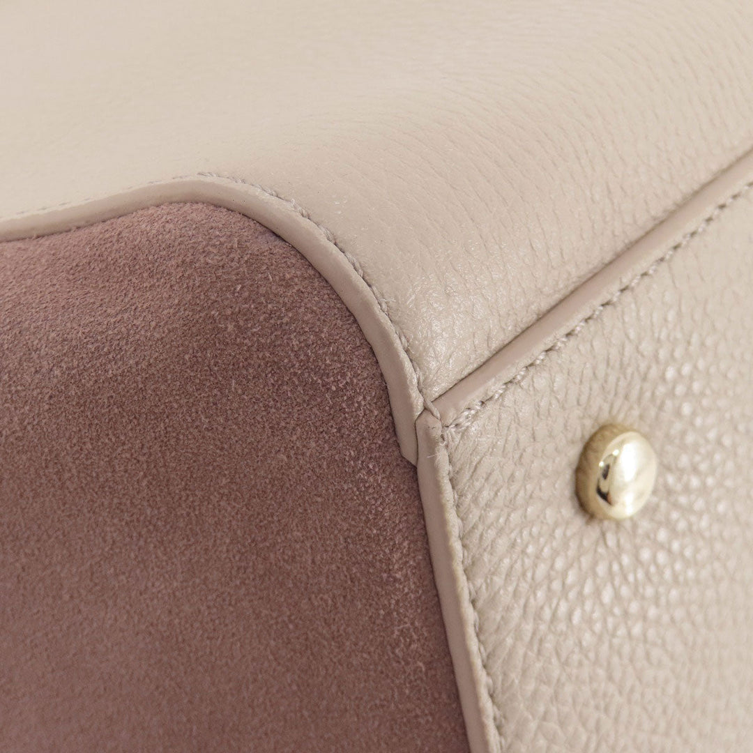 Kate Spade Tote Bag Leather, Suede beige logo Women Used Authentic