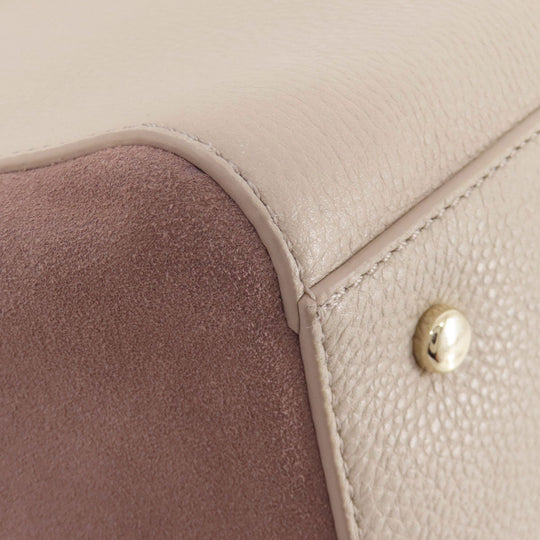 Kate Spade Tote Bag Leather, Suede beige logo Women Used Authentic