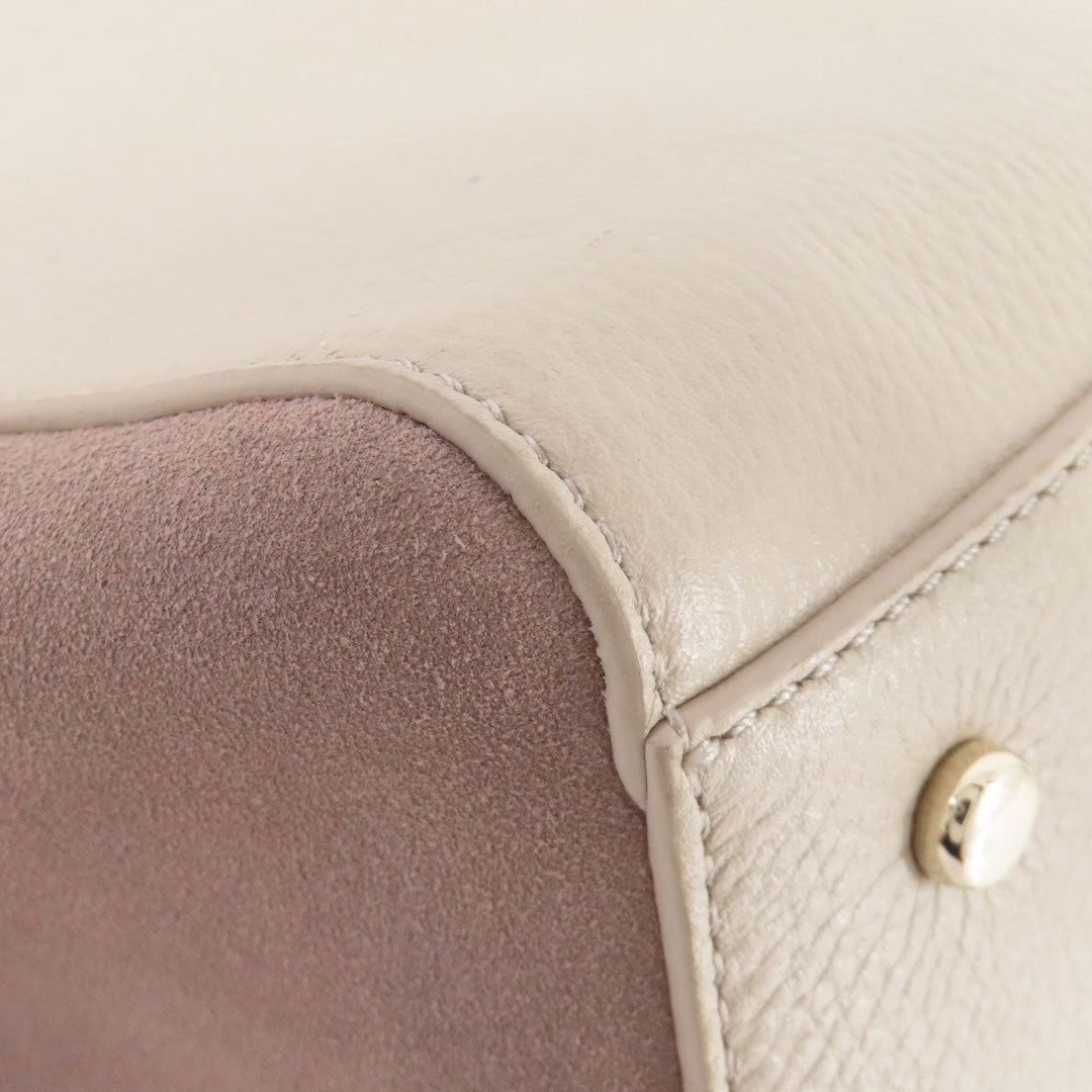 Kate Spade Tote Bag Leather, Suede beige logo Women Used Authentic
