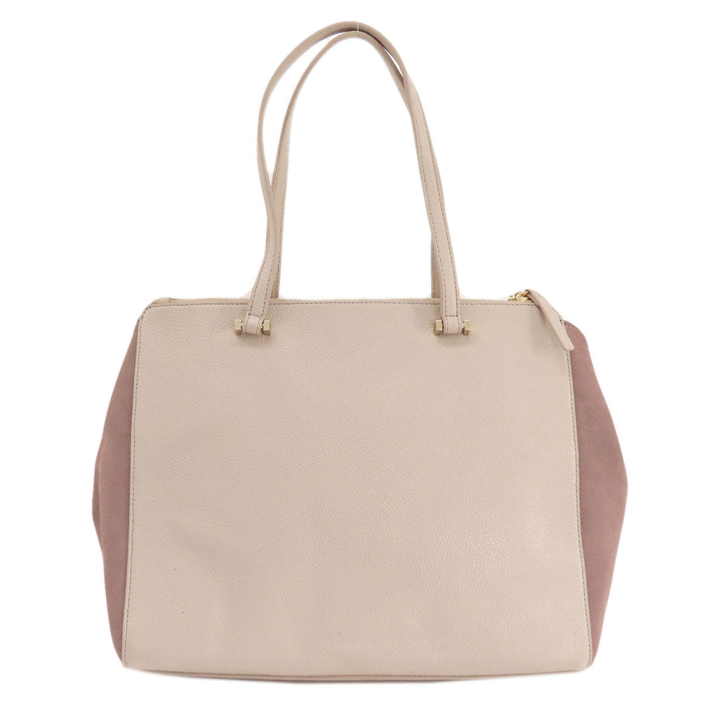 Kate Spade Tote Bag Leather, Suede beige logo Women Used Authentic