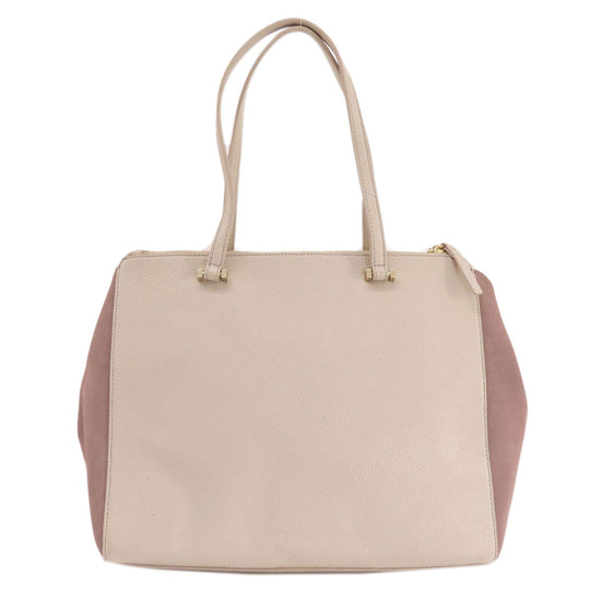 Kate Spade Tote Bag Leather, Suede beige logo Women Used Authentic
