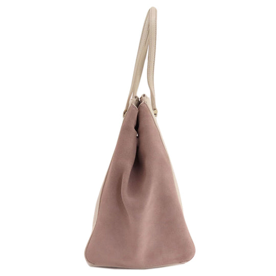 Kate Spade Tote Bag Leather, Suede beige logo Women Used Authentic