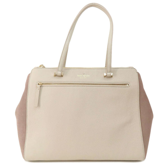Kate Spade Tote Bag Leather, Suede beige logo Women Used Authentic