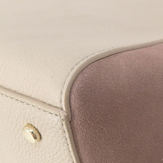 Kate Spade Tote Bag Leather, Suede beige logo Women Used Authentic