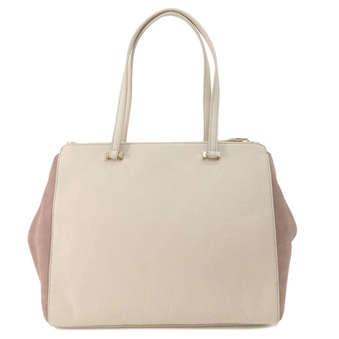 Kate Spade Tote Bag Leather, Suede beige logo Women Used Authentic