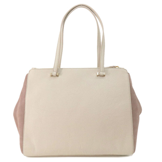 Kate Spade Tote Bag Leather, Suede beige logo Women Used Authentic