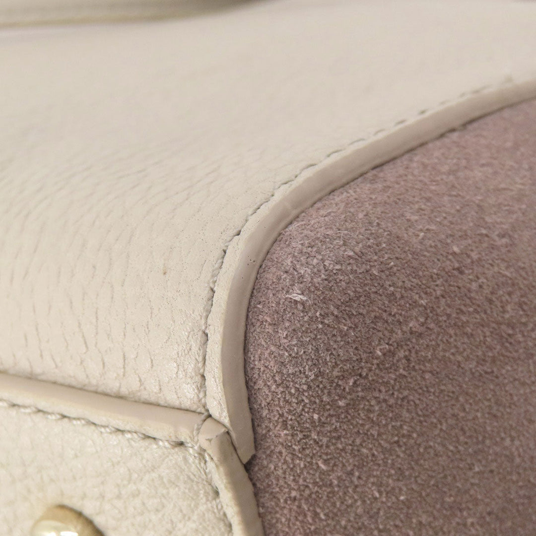 Kate Spade Tote Bag Leather, Suede beige logo Women Used Authentic