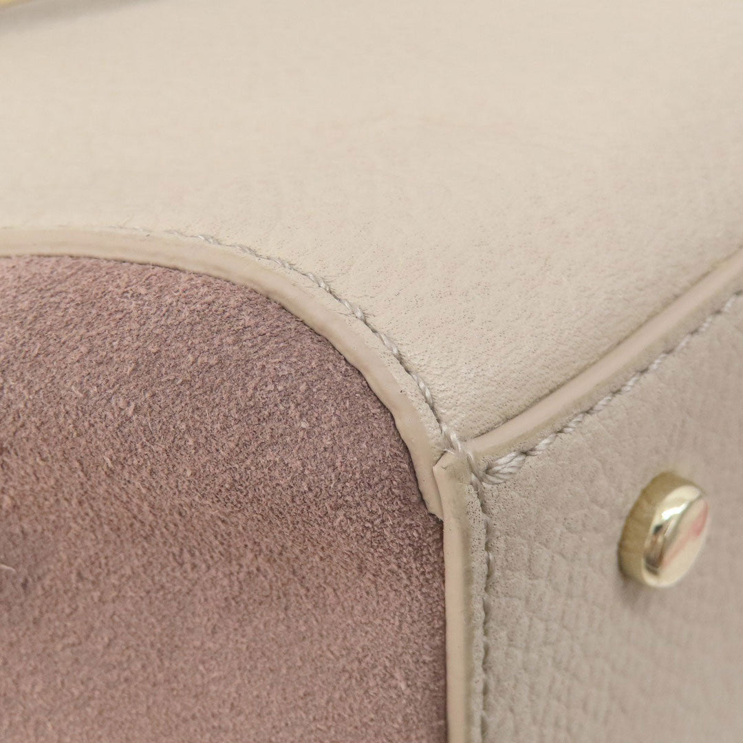Kate Spade Tote Bag Leather, Suede beige logo Women Used Authentic