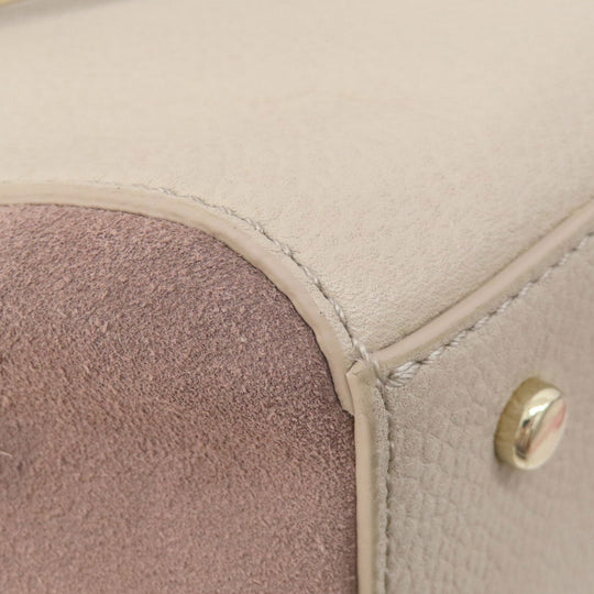 Kate Spade Tote Bag Leather, Suede beige logo Women Used Authentic