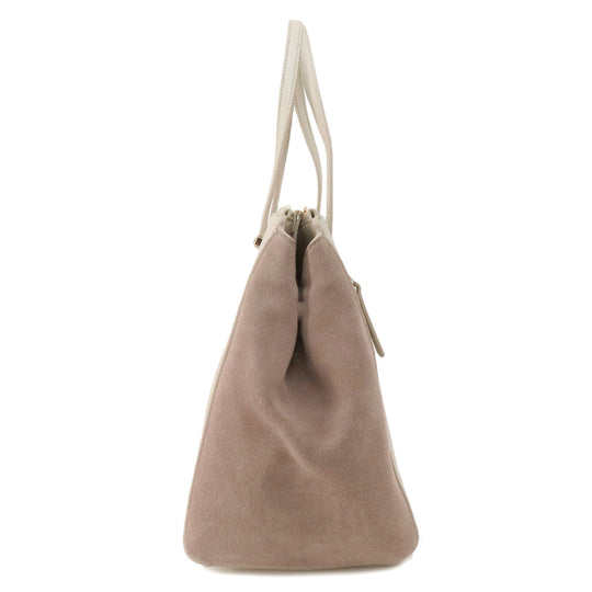 Kate Spade Tote Bag Leather, Suede beige logo Women Used Authentic