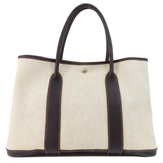 HERMES Tote Bag Tower ash Brown Garden Party PM Natural SilverMetal Women Used Authentic