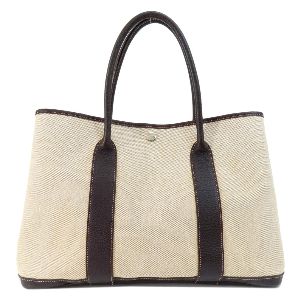 HERMES Tote Bag Tower ash Brown Garden Party PM Natural SilverMetal Women Used Authentic