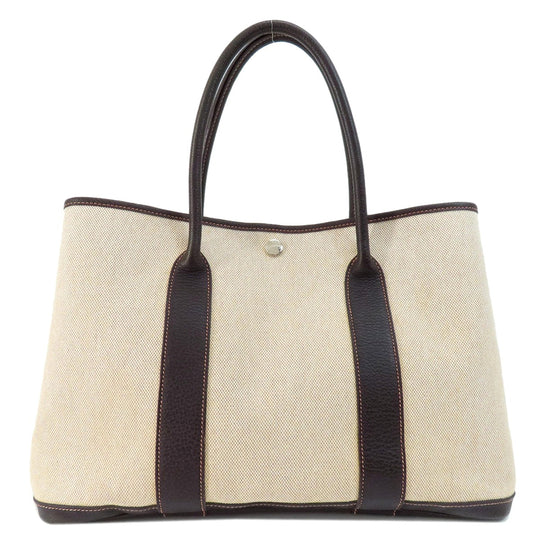 HERMES Tote Bag Tower ash Brown Garden Party PM Natural SilverMetal Women Used Authentic