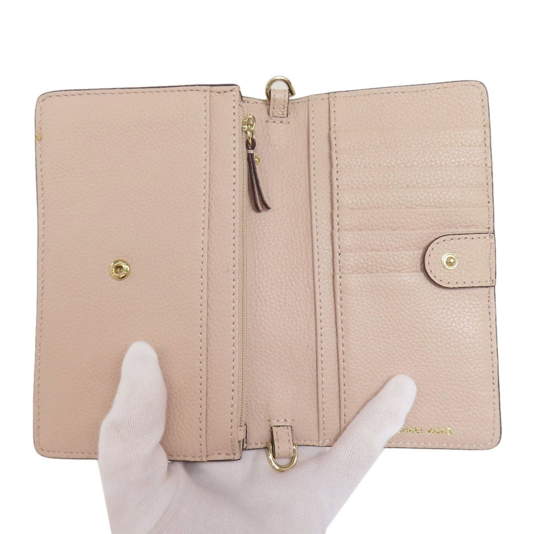 MICHAEL KORS Long Wallet Purse leather pink Shoulder wallet