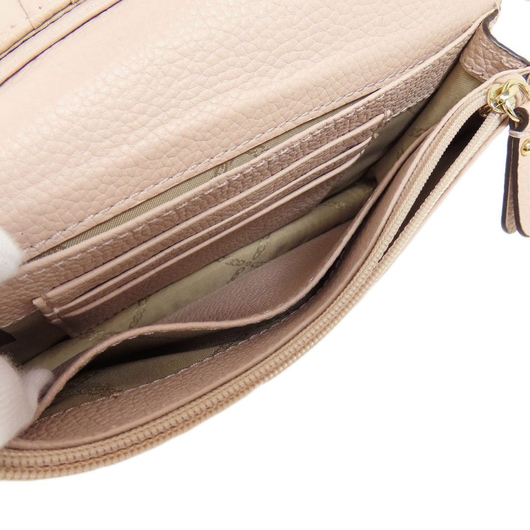 MICHAEL KORS Long Wallet Purse leather pink Shoulder wallet