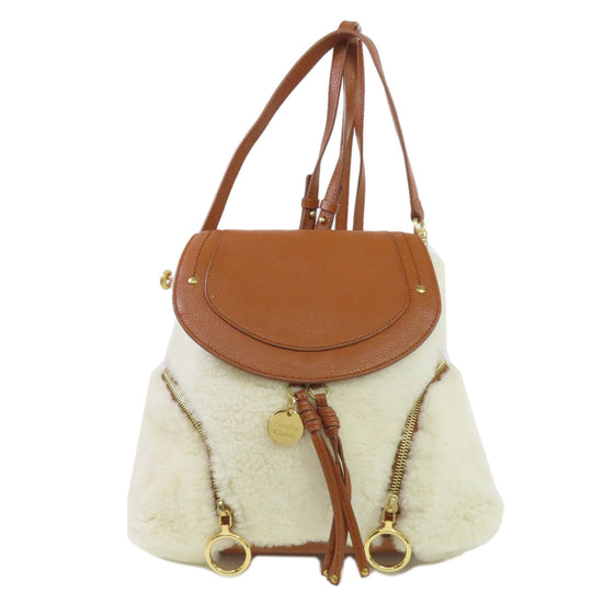 SEE BY CHLOE Backpack leather white fur Women Used Authentic