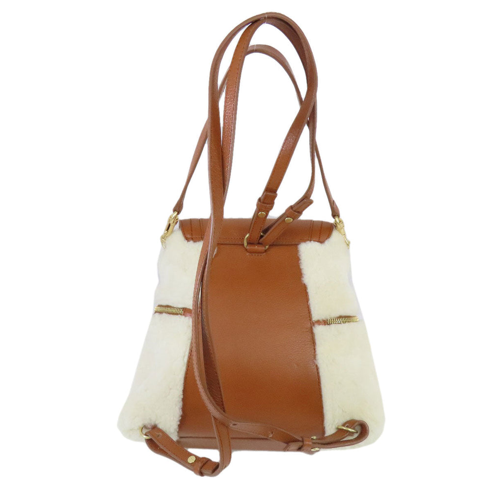 SEE BY CHLOE Backpack leather white fur Women Used Authentic
