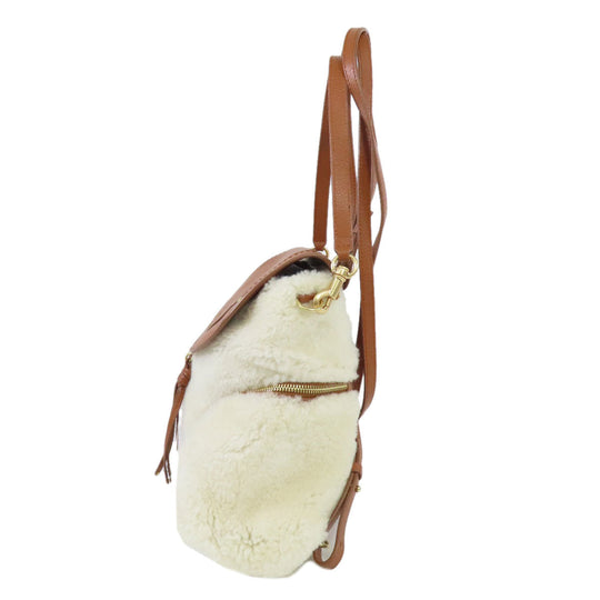 SEE BY CHLOE Backpack leather white fur Women Used Authentic