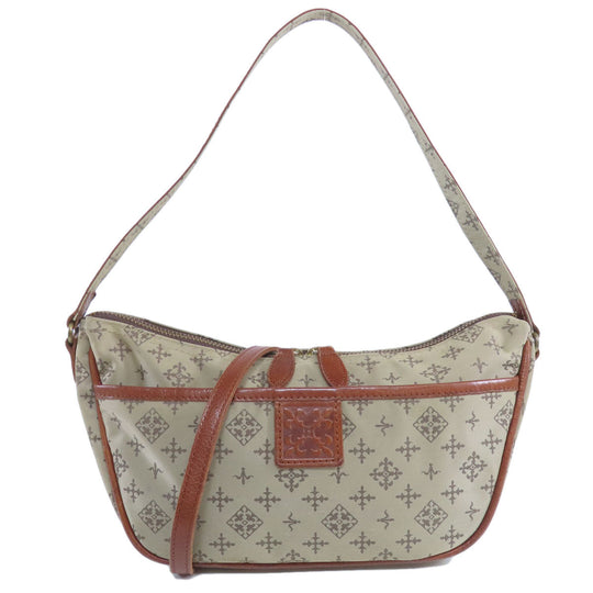 russet Handbag Nylon beige Yuri crest 2WAY Women Used Authentic