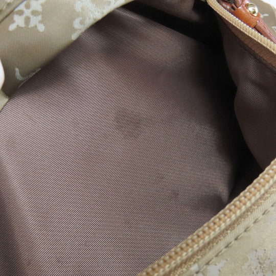 russet Shoulder Bag Nylon beige Lily crest Women Used Authentic