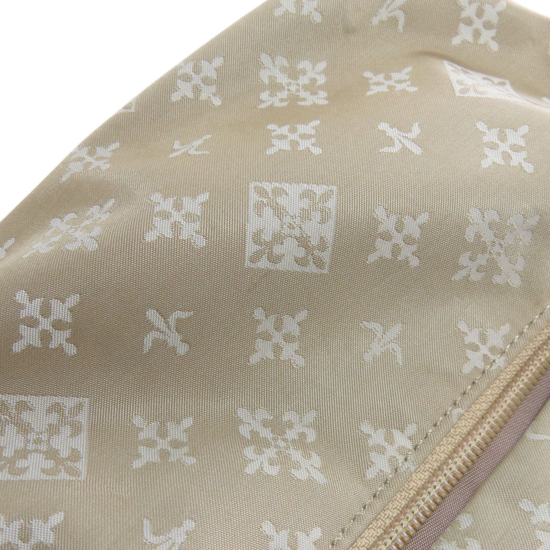 russet Shoulder Bag Nylon beige Lily crest Women Used Authentic