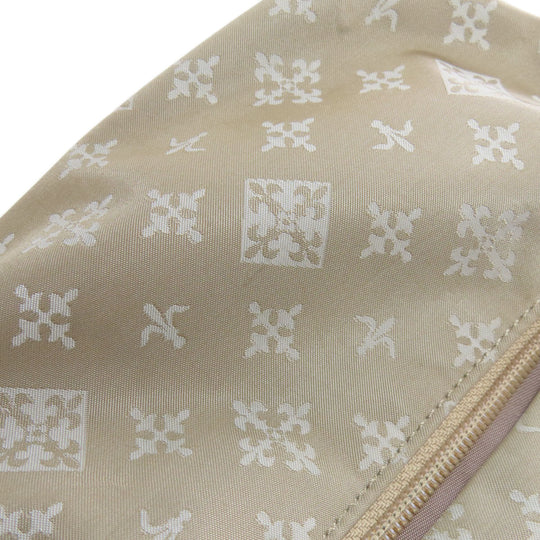 russet Shoulder Bag Nylon beige Lily crest Women Used Authentic