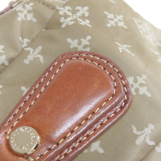 russet Shoulder Bag Nylon beige Lily crest Women Used Authentic