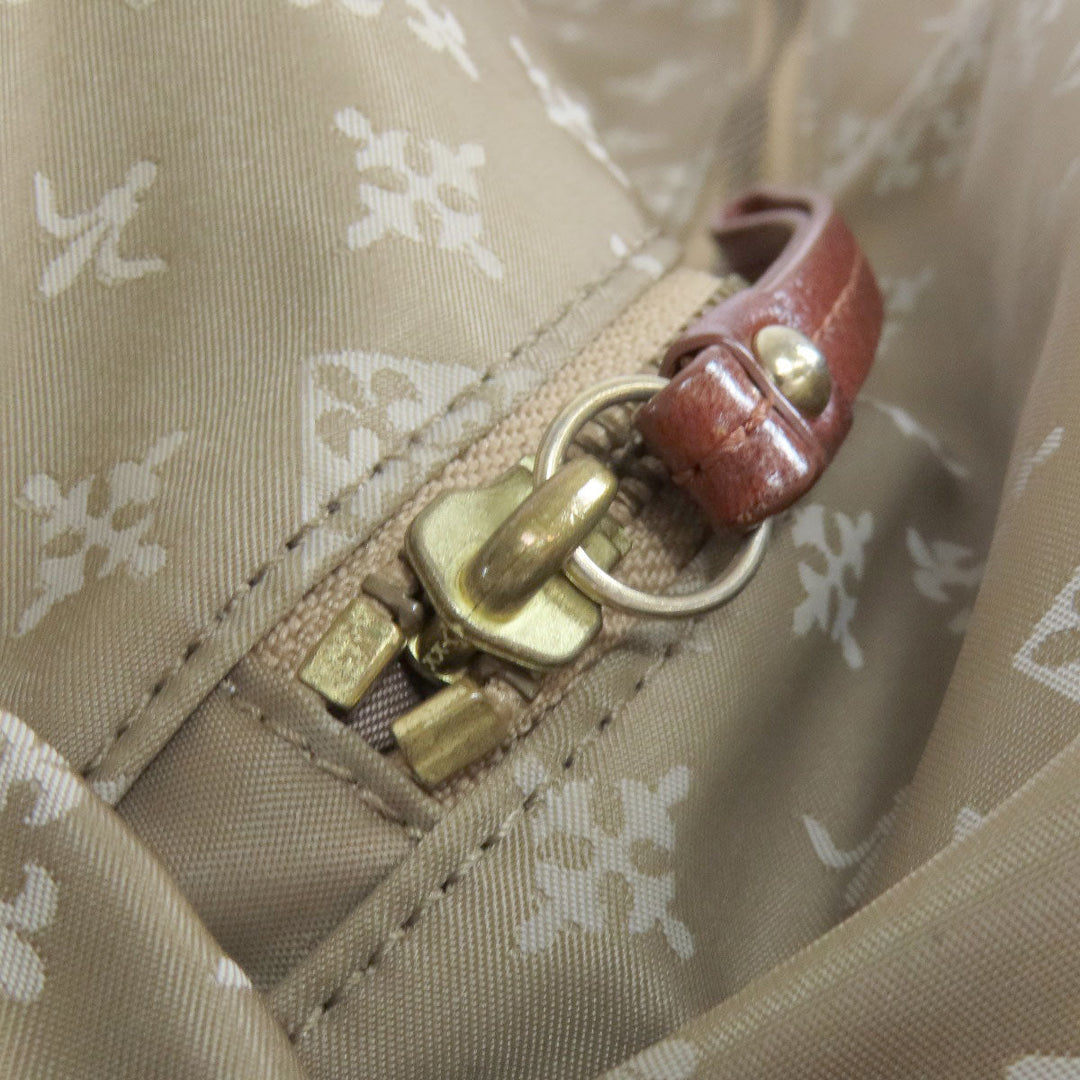 russet Shoulder Bag Nylon beige Lily crest Women Used Authentic