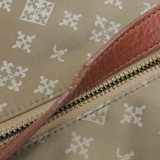 russet Shoulder Bag Nylon beige Lily crest Women Used Authentic