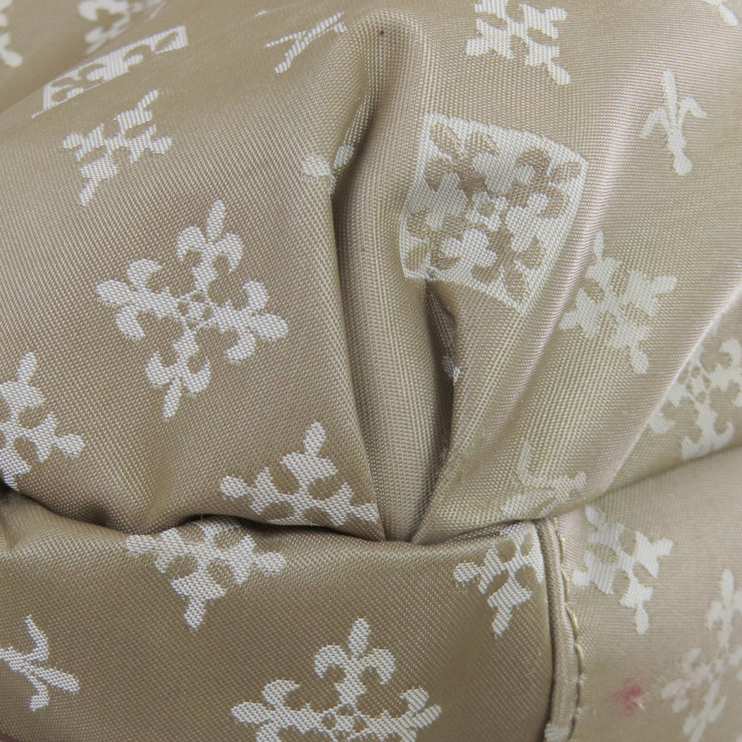 russet Shoulder Bag Nylon beige Lily crest Women Used Authentic