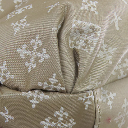 russet Shoulder Bag Nylon beige Lily crest Women Used Authentic