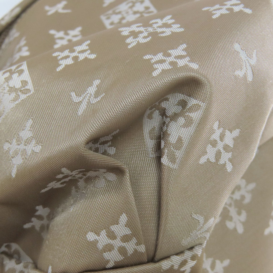 russet Shoulder Bag Nylon beige Lily crest Women Used Authentic